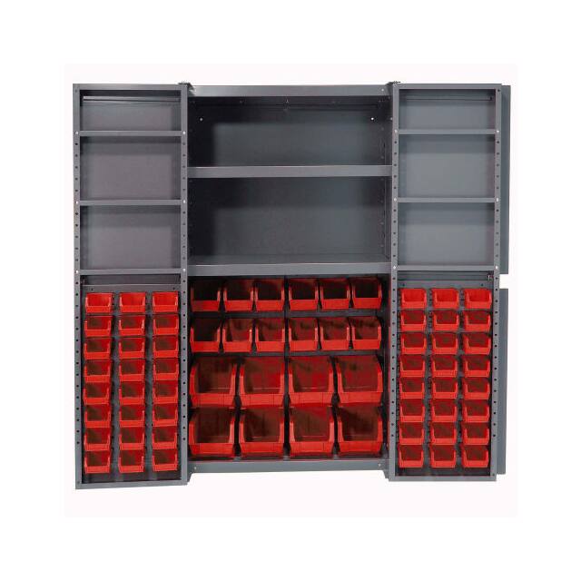 662149RD BIN CABINET W/68 RED BINS, 38X24