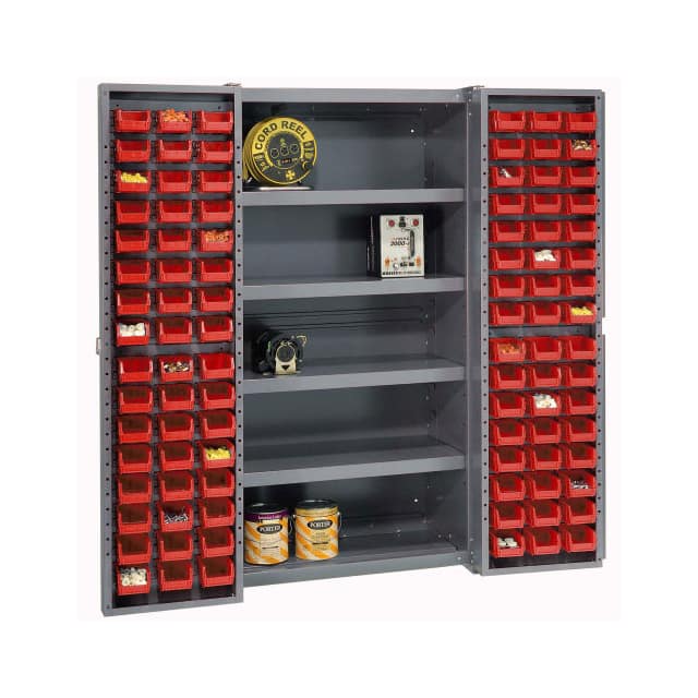 662141RD BIN CABINET W/96 RED BINS, 38X24