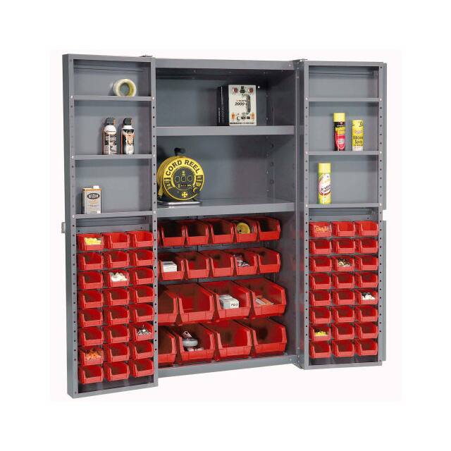 662138RD BIN CABINET W/68 RED BINS, 38X24