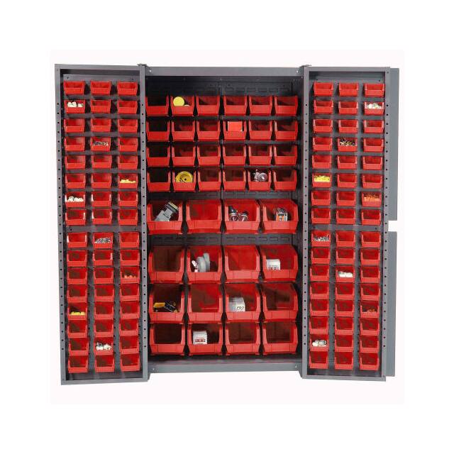 662134RD BIN CABINET W/136 RED BINS, 38X2