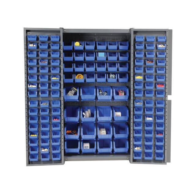 662134BL BIN CABINET W/136 BLUE BINS, 38X