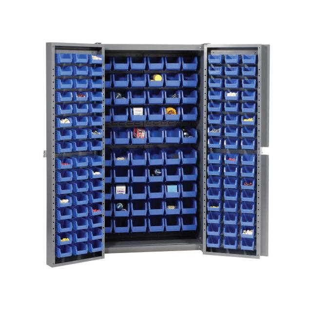 662132BL BIN CABINET W/162 BLUE BINS, 38X