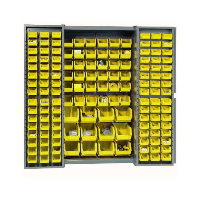 662133YL BIN CABINET W/144 RED BINS, 38X2