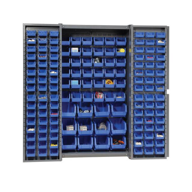 662133BL BIN CABINET W/114 BLUE BINS, 38X