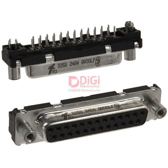 D25S24A4GV00 The Amphenol ICC D25S24A4GV00 is a 25-position D-Sub receptacle connector with female sockets. It features through-hole mounting and solder termination.