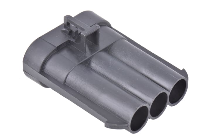 12124686 This Delphi Metri-Pack 630 series automotive connector is a male, 3-way component with crimp termination. It features a robust PBT housing and operates within a temperature range of -40°C to 125°C.
