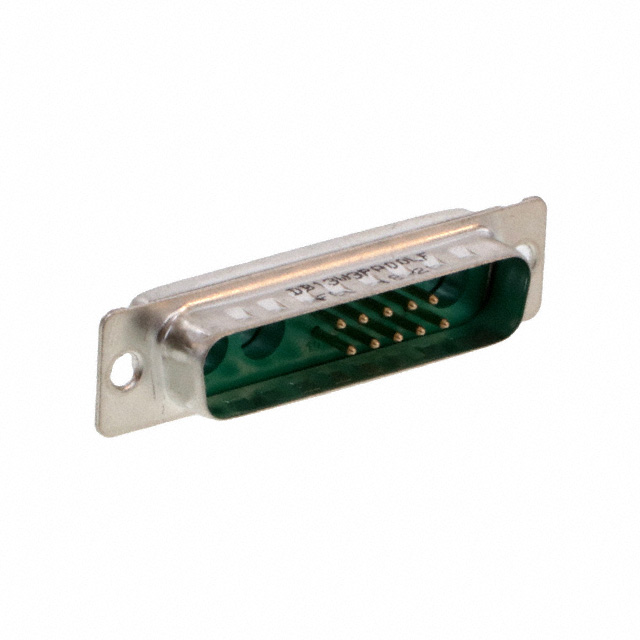 DBM13W3PN D-Sub Combo connector plug with 13 positions (10 signal + 3 power). Features solder cup termination, free hanging in-line mounting, and gold plated contacts.