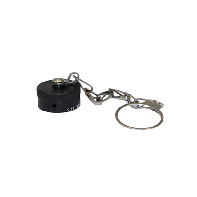 MS3181-16CA Protective cap (cover) for MIL-DTL-26482 receptacles. Shell size 16, aluminum anodized black with metal chain.