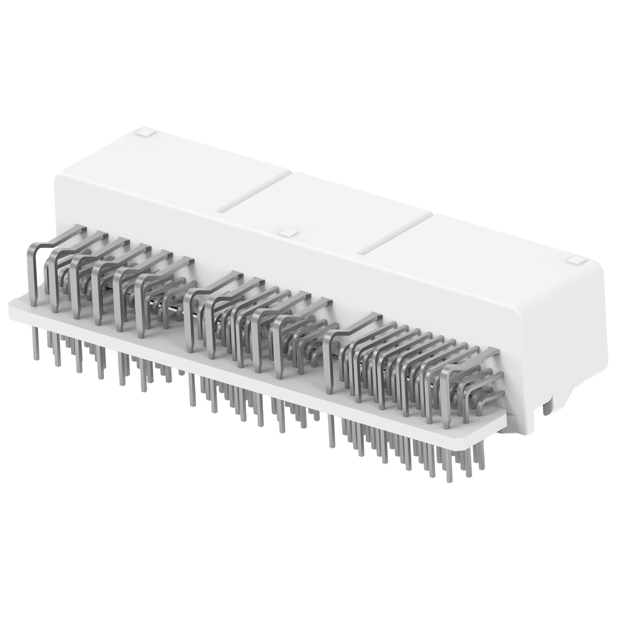 1318751-7 TE Connectivity 1318751-7 is a 80-position, 2.2mm pitch, 3-row header with male pins, right angle through hole mounting, and shrouded design.