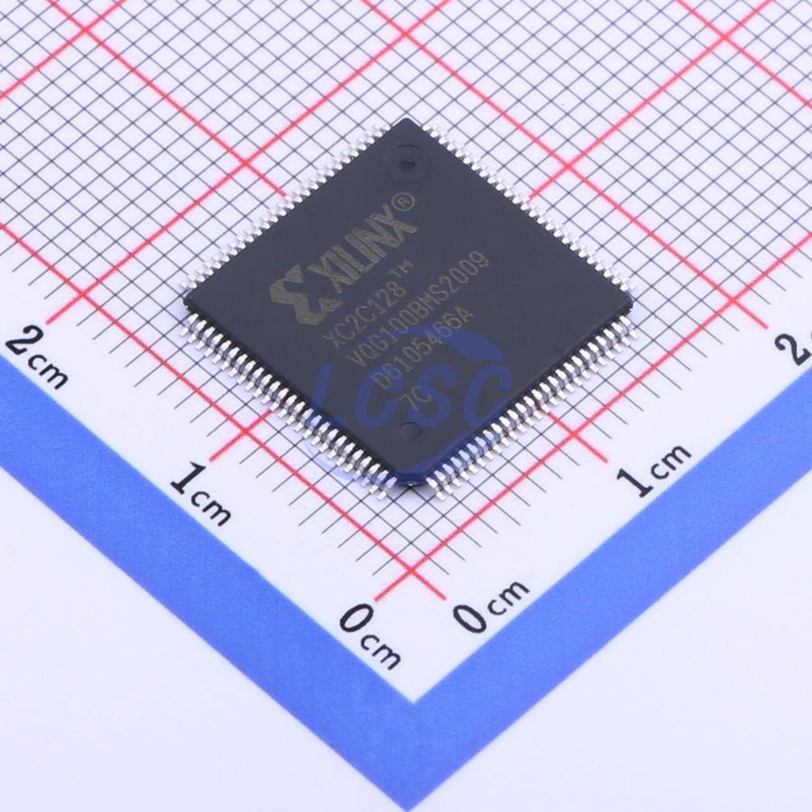 XC2C128-7VQG100C The XC2C128-7VQG100C is a Complex Programmable Logic Device (CPLD) from Xilinx. It features 128 macrocells and a maximum propagation delay of 7 ns.