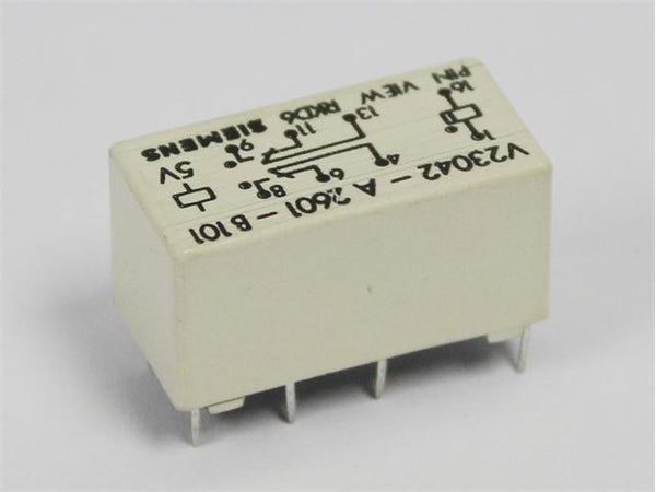 V23042-A2601-B101 The Siemens V23042-A2601-B101 is a Telecom PCB Relay with DPDT contacts. It operates on a 5VDC coil and can switch up to 2A.
