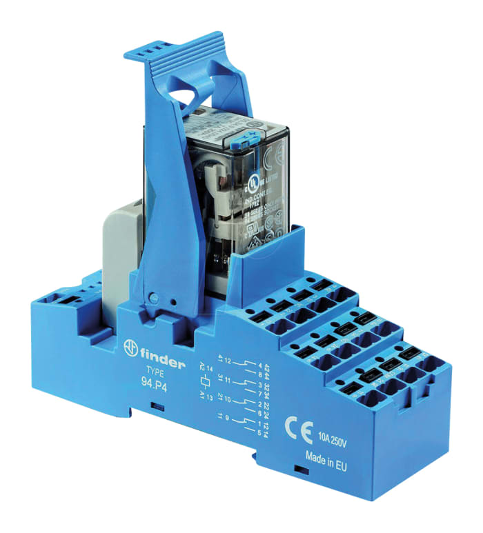 58.P4.8.110.0060SMA The Finder 58.P4.8.110.0060SMA is a 4PDT interface relay with a 110V ac coil. It offers a 7A switching current and operates within a temperature range of -40°C to 70°C.