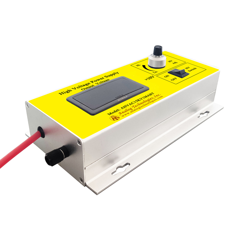 AHVAC15KV1MABT The Analog Technologies AHVAC15KV1MABT is an enclosed AC-DC high voltage power supply designed for demanding applications. It offers a high output voltage of 15000V with a current rating of 1mA and 70% efficiency.