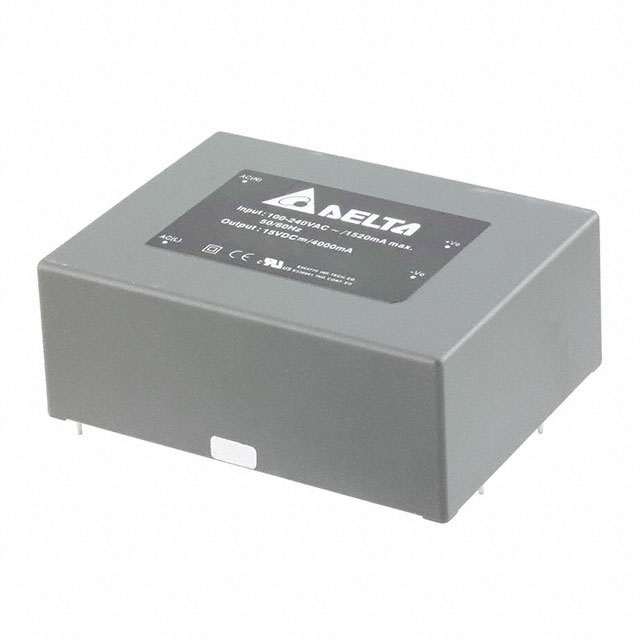 AA60S3600A The Delta Electronics AA60S3600A is an enclosed AC/DC converter with a 60W power rating and a 36V output voltage. It features universal input and Through Hole mounting.