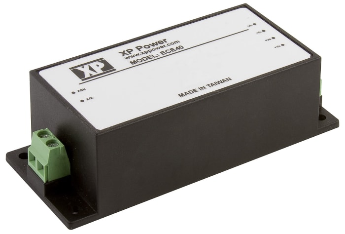 ECE40US03-S The XP Power ECE40US03-S is a 33W AC-DC converter with a 3.3V output voltage and 10A current rating. It features an ultra-compact size and chassis mount design.