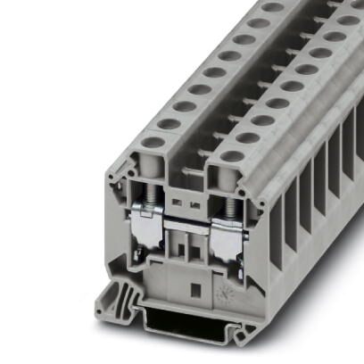UT16 The Phoenix Contact UT16 is a feed-through terminal block designed for DIN rail mounting. It features a screw connection and supports a wide range of wire sizes.