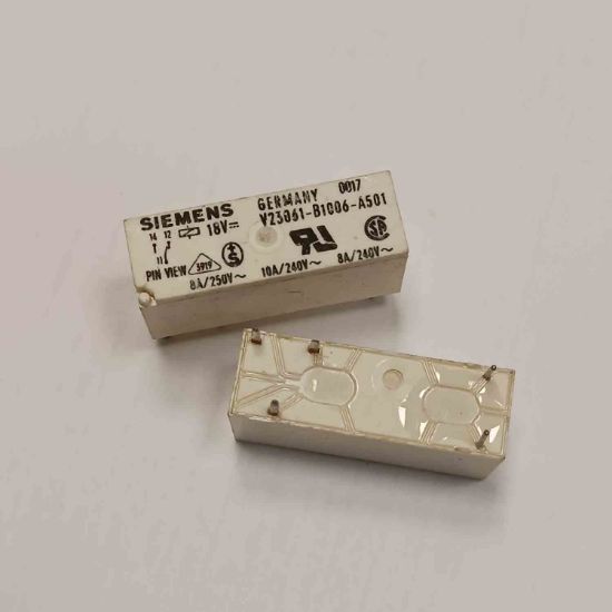 V23061-B1006-A501 The Siemens V23061-B1006-A501 is a 5-pin relay featuring an 18V coil voltage and 8A contact current with a 1C contact form. It is RoHS3 compliant.