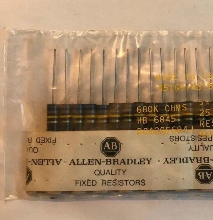 RC42GF684J The Allen Bradley RC42GF684J is a carbon composition resistor with 680k Ohms resistance and a 2W power rating. It offers a 5% tolerance.