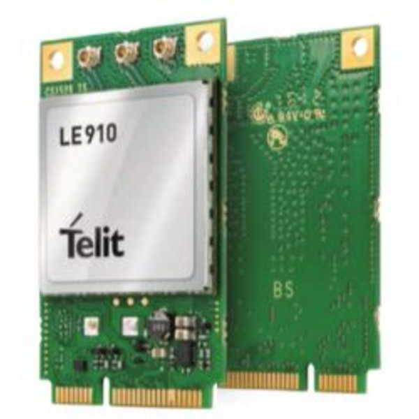 LEPCIEU1005T001000 The Telit LE910-EU1 mPCIE is an LTE Mini PCIe data-card supporting LTE Category 3 with download speeds up to 100 Mbps and upload speeds up to 50 Mbps. It includes an embedded GPS/GLONASS receiver.