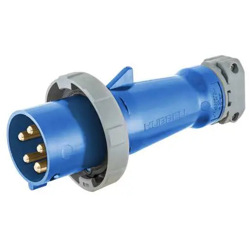 HBL530P9W The Hubbell HBL530P9W is an industrial grade male IEC pin and sleeve plug. It is rated for 30A and 208V AC, with a watertight design.