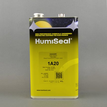 1A20 The HumiSeal 1A20 is a single-component, moisture-curing polyurethane conformal coating designed for printed circuit assemblies. It offers excellent chemical and weather resistance.