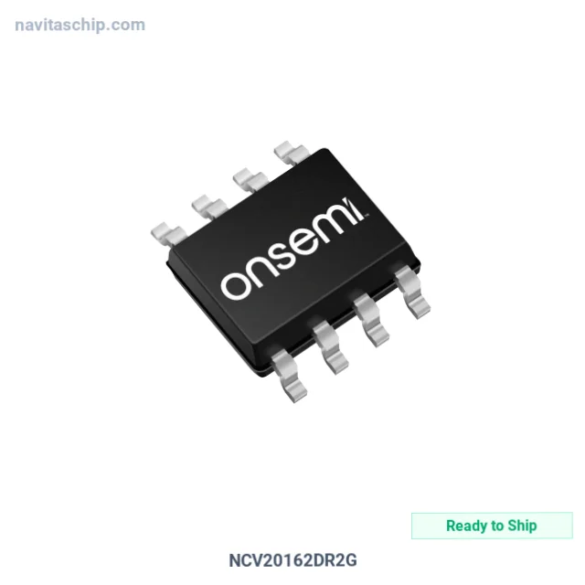 NCV20162DR2G The On Semiconductor NCV20162DR2G is an 8 MHz operational amplifier with rail-to-rail output. It is housed in a surface-mount 8-SOIC package.