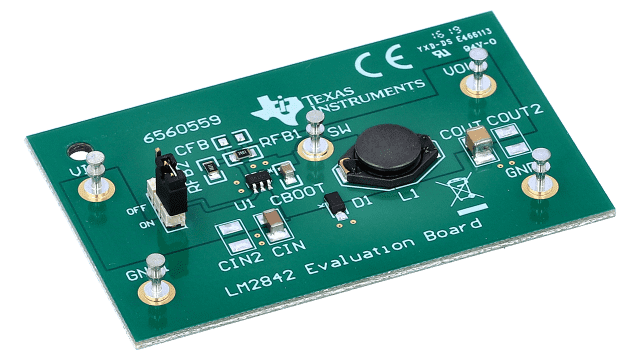 LV2842XLVDDCR The Texas Instruments LV2842XLVDDCR is a PWM DC/DC buck regulator with an input voltage range of 4.5V to 42V and a maximum output current of 0.6A. It features a typical quiescent current of 1.3µA and operates over a wide temperature range.