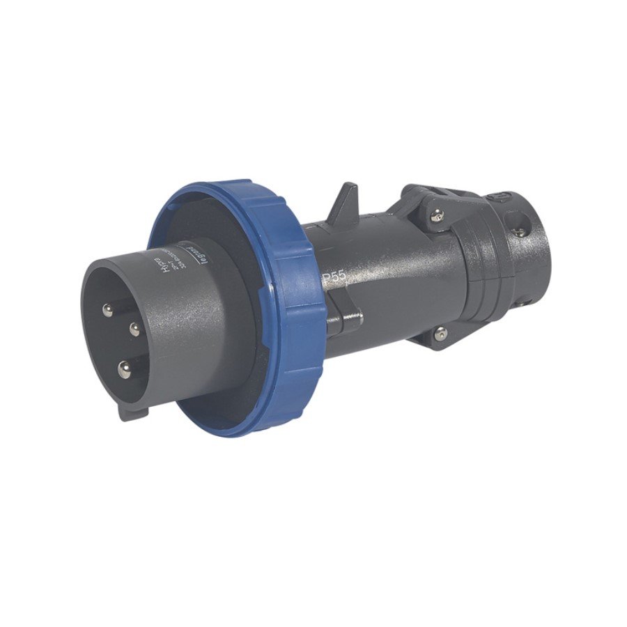 53056 The Legrand 53056 is an industrial straight plug from the HYPRA series, rated for 240V AC and 32A. It offers robust IP66/67 protection against dust and water ingress.