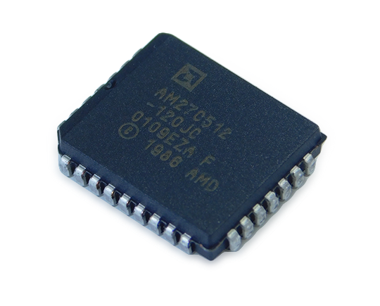 AM27C512-120JC The Advanced Micro Devices AM27C512-120JC is a CMOS EPROM with a memory size of 512 Kbit and an access time of 120 ns. It comes in a 32-pin LDCC package.