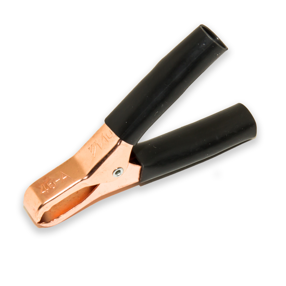 BU-46A-0 The Mueller Electric Co BU-46A-0 is a miniature battery clip featuring copper-plated steel construction and long PVC insulators. It is rated for 50A and can connect to wire up to 10 AWG.