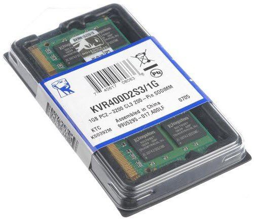 KVR400D2S3/1G The Kingston KVR400D2S3/1G is a 1GB DDR2-400MHz NON-ECC SODIMM memory module. It operates at +1.8V with a clock cycle time between 5ns and 8ns.