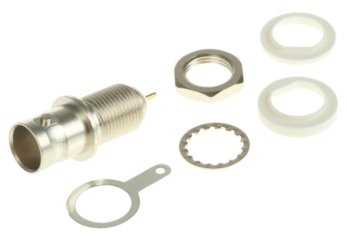 J01003B1286 The Telegartner J01003B1286 is a female BNC coaxial connector with 75 Ohm impedance. It features a straight, panel mount design with solder termination.