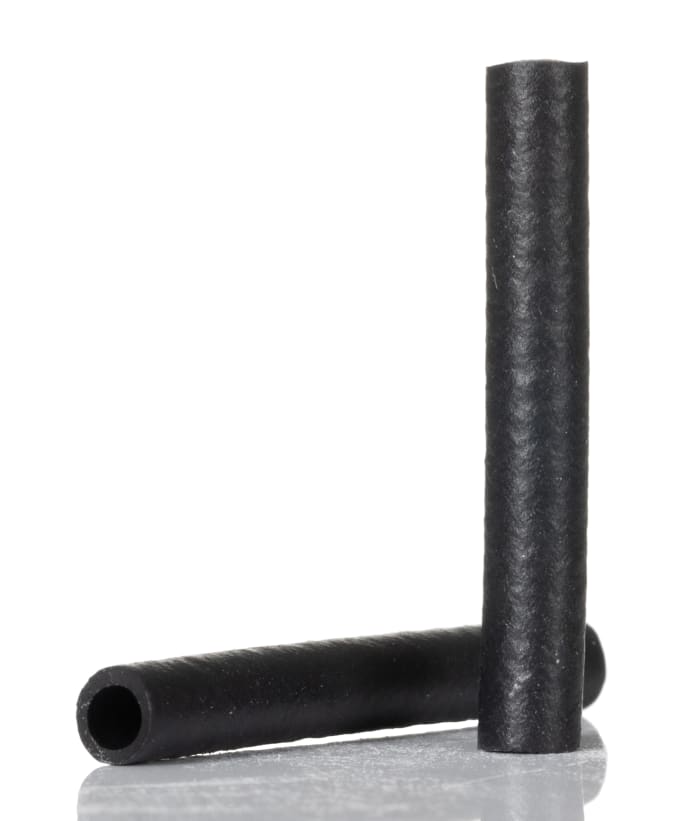 1707241 Neoprene expandable sleeving with 25mm length, accommodating cables 3-6mm diameter. Rated for 13kV dielectric strength and UL94 V-0 flame retardancy.