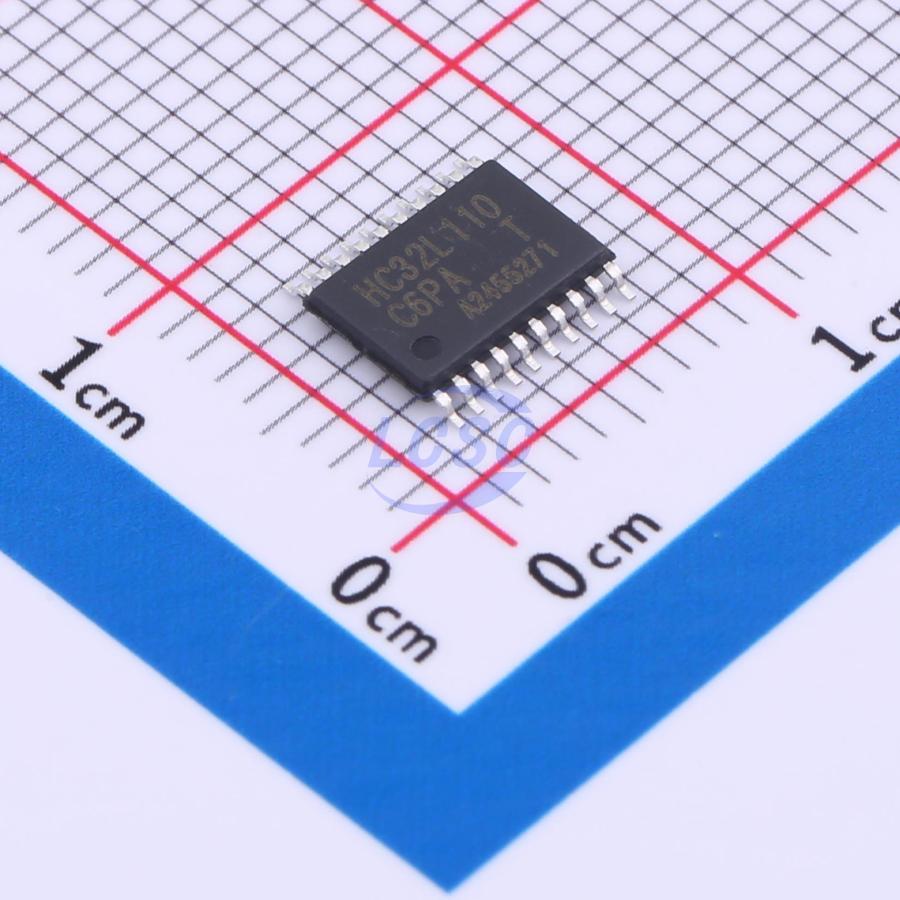 HC32L110C6PA-TSSOP20TR The HDSC HC32L110C6PA-TSSOP20TR is a low-power microcontroller based on an ARM M0+ kernel. It offers 32MHz operation with 32KB Flash and 4KB RAM.