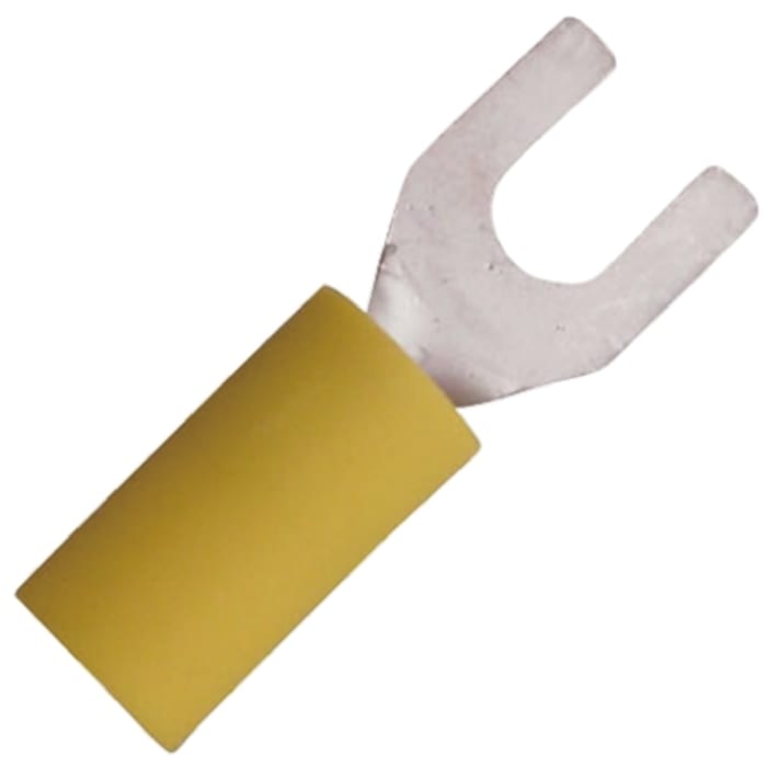 V5.5-5A The JST V5.5-5A is a yellow insulated quick disconnect crimp terminal designed for wire sizes 12 AWG to 10 AWG. It features a 5mm tab size and vinyl insulation.