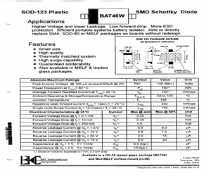 BAT46W The CJ BAT46W is a Schottky signal diode designed for general-purpose rectification. It offers a 100V reverse voltage and 150mA average forward current.