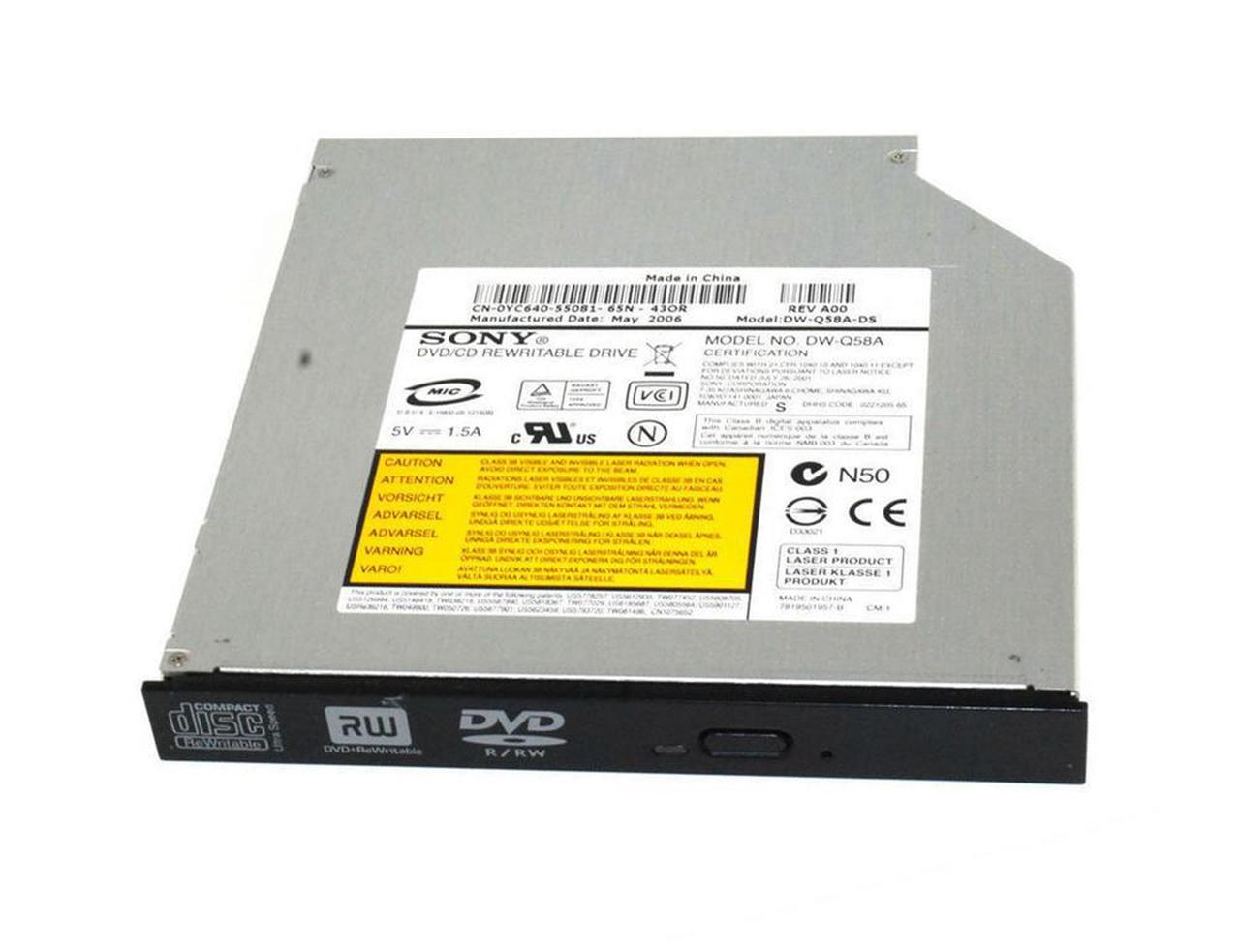 dw-q58a The Sony DW-Q58A-DS is an 8x Slim DVD+/-RW drive designed for custom server integration. It offers RoHS3 compliance and MSL Level 1.