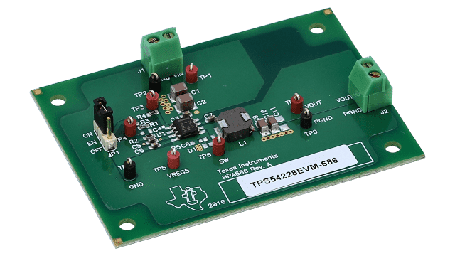 TPS54228 The Texas Instruments TPS54228 is a 2-A synchronous step-down DC/DC switching regulator. It operates with an input voltage range of 4.5V to 18V and an output voltage range of 0.76V to 7V.