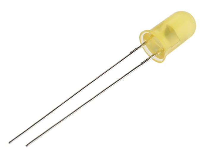 HLMP-4719 The Broadcom HLMP-4719 is a yellow LED with a 5mm (T-1 3/4) through-hole package. It operates at a 2.5V forward voltage and has a maximum forward current of 7mA.