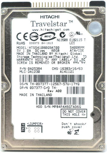 IC25N080ATMR04-0 The Hitachi IC25N080ATMR04-0 is an 80GB IDE laptop hard drive with a 4.2K RPM rotational speed and a 2.5-inch form factor. It is RoHS3 Compliant.
