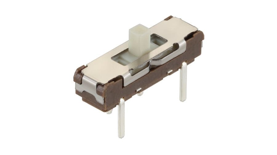 SSSS211900 The Alps Alpine SSSS211900 is a slide switch from the SSSS2 Series, featuring a 2.0mm travel and compact dimensions. It is rated for 6V DC and 0.3A.
