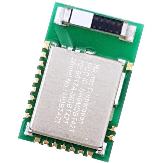 MDBT42T-192K The Raytac MDBT42T-192K is an RF transceiver module supporting Bluetooth v5.0, v5.1, and Zigbee protocols. It operates at 2.4GHz and features integrated chip antenna.