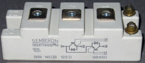 SKM145GB123D The Semikron SKM145GB123D is an IGBT component. It is RoHS3 Compliant and has an MSL of 1.