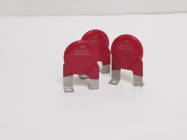 V321HA32 The Harris Semiconductor V321HA32 is a 510V varistor designed for surge protection. It features a 25kA peak surge current capability and a 32mm diameter with a bolt mount.