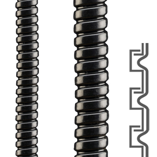 2010.902.008 The Flexa SPR-PVC-ESD 2010.902.008 is a static-dissipative, small-diameter conduit designed for protecting wires and fiber optic bundles. It features a black PVC jacket over a galvanized steel core.