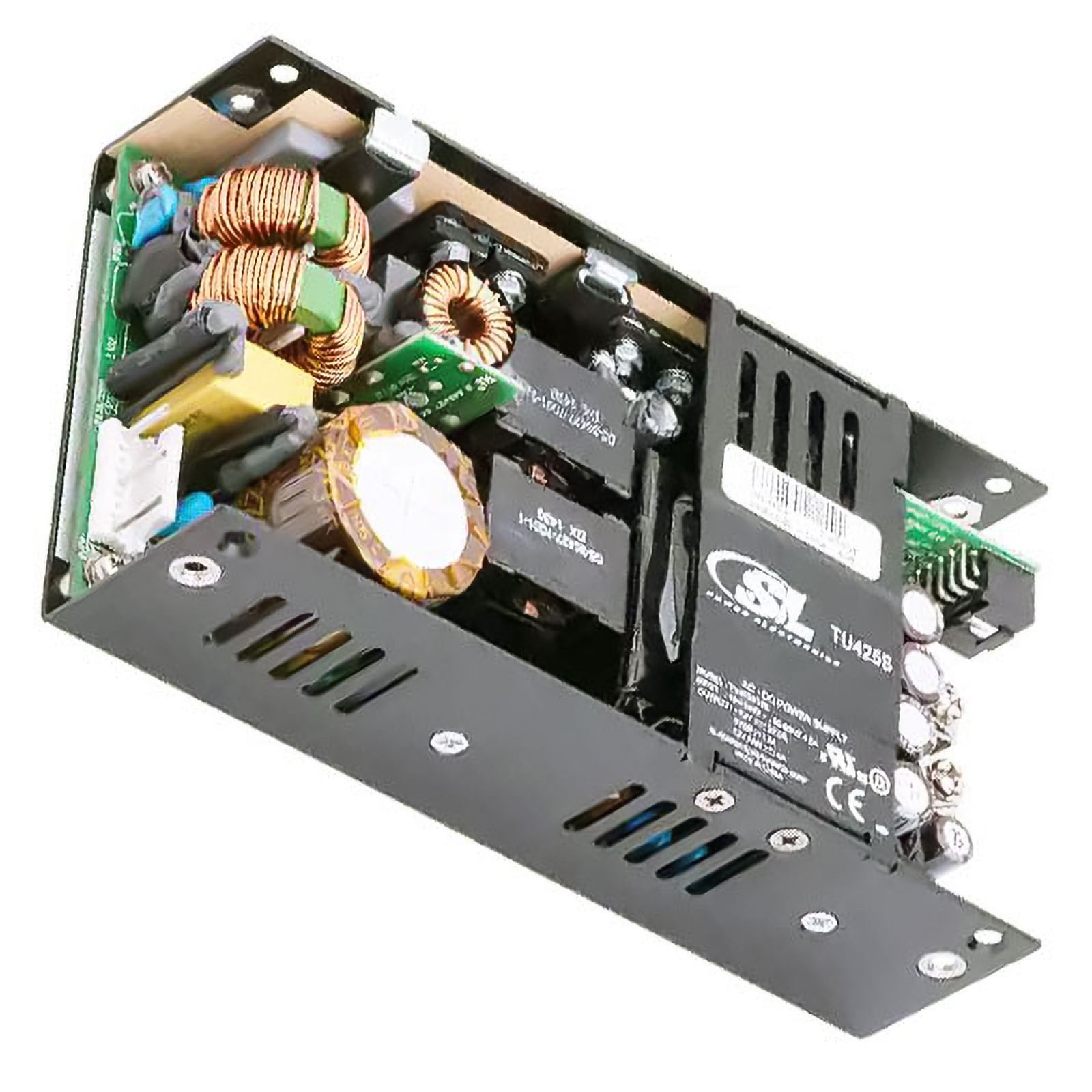 TU425S56E The SL Power Electronics TU425S56E is a 300W convection-cooled AC/DC converter with a 56V output. It features universal input and 90% efficiency.
