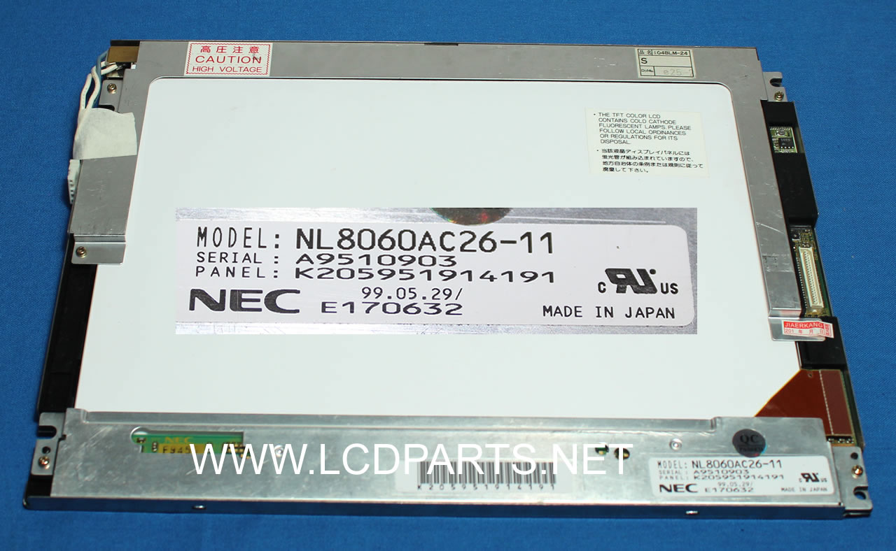 NL8060AC26-11 The NEC NL8060AC26-11 is a 10.4-inch LCD display module featuring an 800 x 600 native resolution and a TTL interface. It offers a contrast ratio of 150:1 and a luminance of 190 cd/m2.