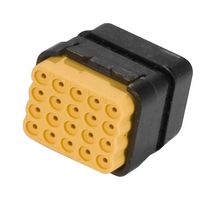 DMC-M 20-22 PD Rectangular connector insert from TE Connectivity with 20 positions, 4 rows, male pin contacts, gold finish. Features free hanging in-line mounting with crimp termination for 20-26 AWG discrete wire.