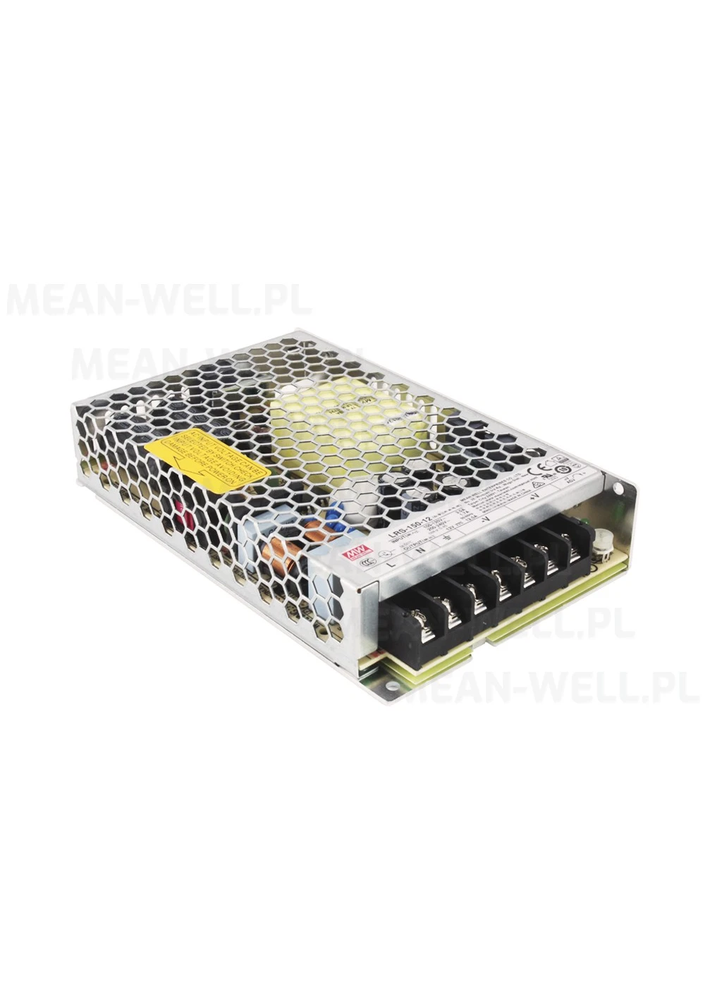 LRS-150-12 The Mean Well LRS-150-12 is a 150W enclosed AC/DC power supply with a 12V output. It offers adjustable output and operates from -30°C to 70°C.