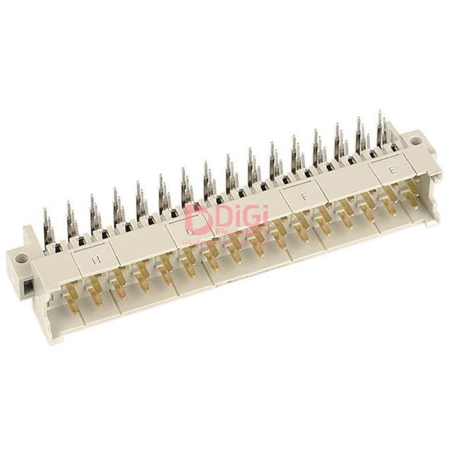 9061486921 The Harting 9061486921 is a DIN 41612 connector featuring 48 positions and a right-angle through-hole mounting style. It has gold-plated contacts.